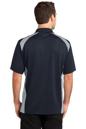 Cornerstone Select Snag Proof Two Way Colorblock Pocket Polo. CS416 Medium Black Shock Orange