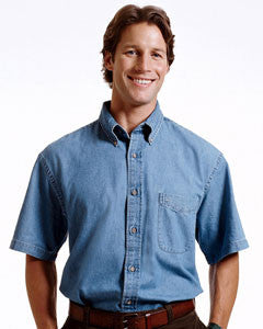 Short sleeve blue jean shirts shop