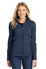 L231 Port Authority® Ladies Digi Stripe Fleece Jacket - Navy