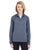 8618W UltraClub Ladies' Cool & Dry Heathered Performance Quarter-Ziper-Zip - NAVY HEATHER