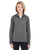 8618W UltraClub Ladies' Cool & Dry Heathered Performance Quarter-Ziper-Zip - BLACK HEATHER