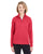 8618W UltraClub Ladies' Cool & Dry Heathered Performance Quarter-Ziper-Zip - RED HEATHER