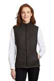 L236 Port Authority ® Ladies Sweater Fleece Vest - Black Heather