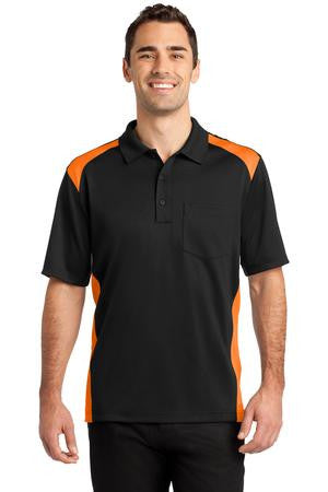 black and orange polo shirt
