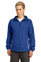 Sport-Tek® Ladies Colorblock Hooded Raglan Jacket. LST76 - TRUE ROYAL
