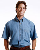 M550S Harriton Men's Short Sleeve Denim - LogoShirtsWholesale                                                                                                     
 - 1